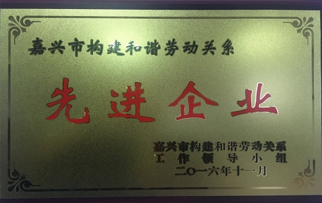 公司喜获“嘉兴市和谐劳动关系先进企业”荣誉
